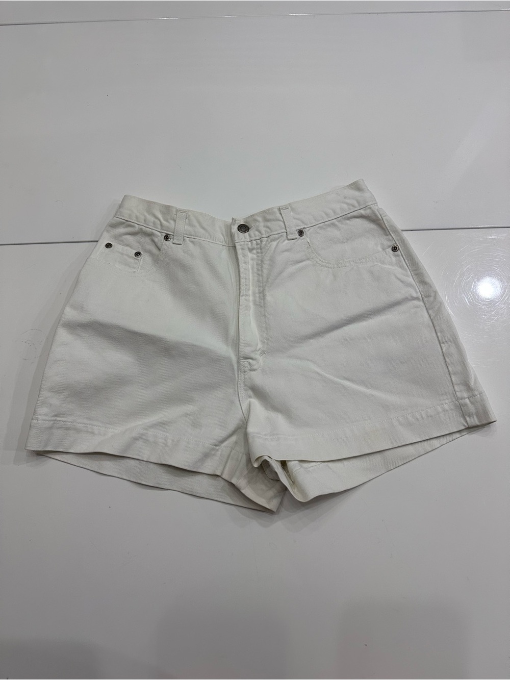 Vintage 90s New York Line White High Waisted Denim Shorts Size 10